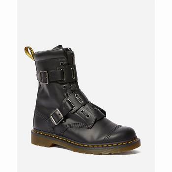 Dr Martens Férfi 1490 Quynn Smooth Bőr Buckle Lace Up Bakancs Fekete